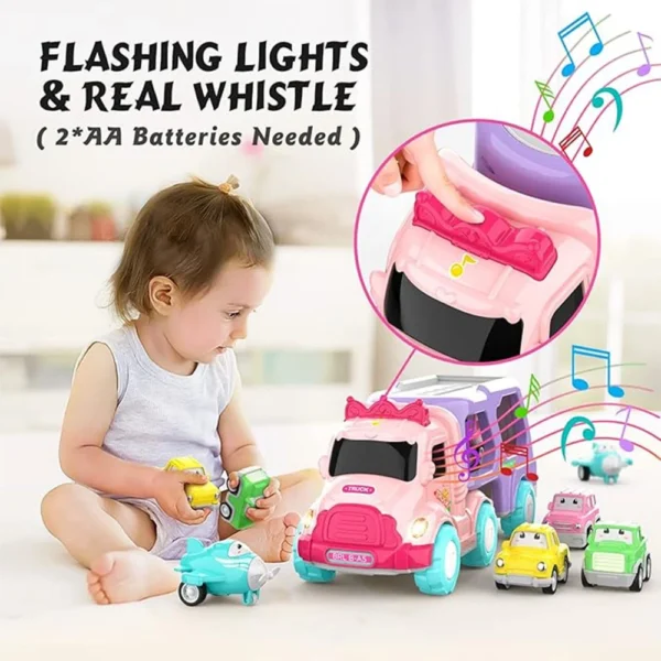 5-in-1 Pink Truck Toy Set