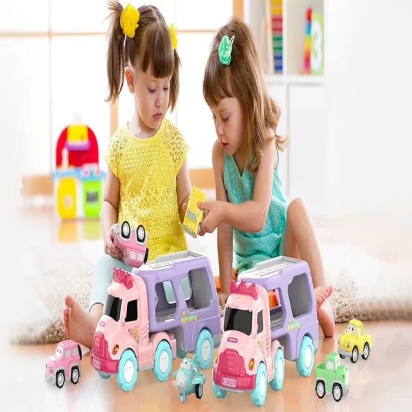 5-in-1 Pink Truck Toy Set