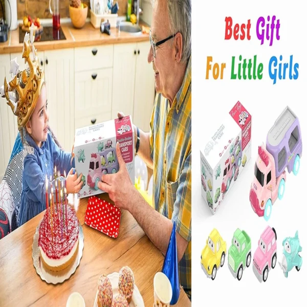 5-in-1 Pink Truck Toy Set